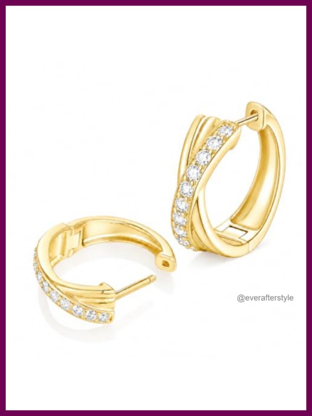 14K Gold Plated Twisted Huggie Hoop Earrings with CZ Dainty Hypoallergenic